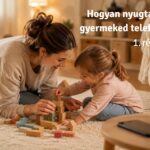 Anya és kisgyermek együtt játszik, miközben a telefon félretéve marad