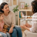 Anya és kisgyermeke szakemberrel beszélget egy gyermekfejlesztő szobában