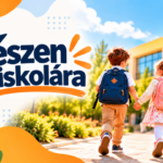 Két gyermek iskolába megy.
