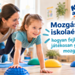 Kislány feladatokat végez a földön egy pályán